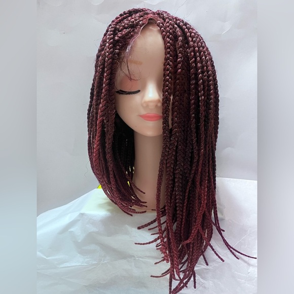 Chic Lace Front Burgundy Braided Wig - Picture 2 of 5